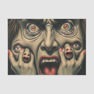 Nachtmerrieachtige surrealistische gezichten tissuepapier