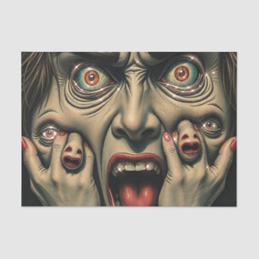 Nachtmerrieachtige surrealistische gezichten tissuepapier (Voorkant)