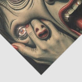 Nachtmerrieachtige surrealistische gezichten tissuepapier (Detail)