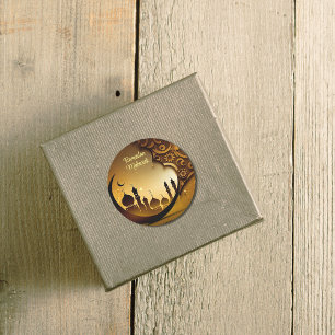 Nachtmoskee achtergrond Ramadan Mubarak Ronde Sticker