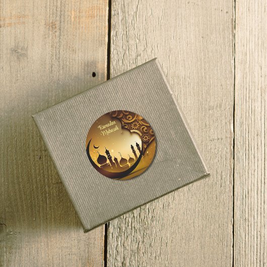 Nachtmoskee achtergrond Ramadan Mubarak Ronde Sticker