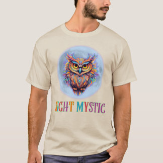 NACHTMYSTIEK, Groovy Retro Uil in de Volle Maan T-shirt