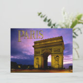 Nachtnacht bij Arc de Triomphe Paris Kaart (Staand voorkant)