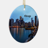 Nachtnacht bij de marine pier keramisch ornament (Rechts)