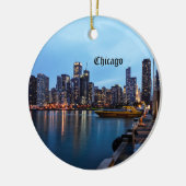 Nachtnacht bij de marine pier keramisch ornament (Links)