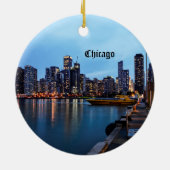 Nachtnacht bij de marine pier keramisch ornament (Achterkant)