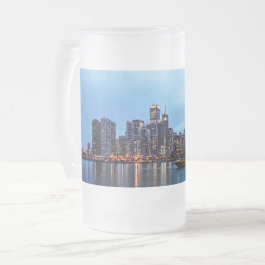 Nachtnacht bij de marine pier matglas bierpul (Voorkant links)