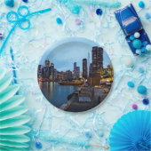 Nachtnacht bij de marine pier papieren bordje (Feest)