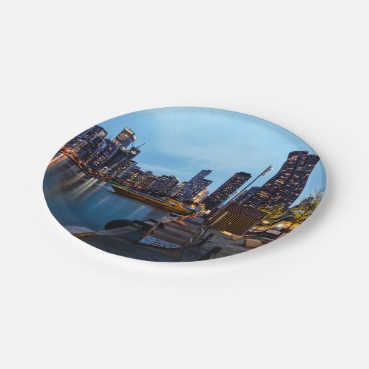 Nachtnacht bij de marine pier papieren bordje (Gekanteld)