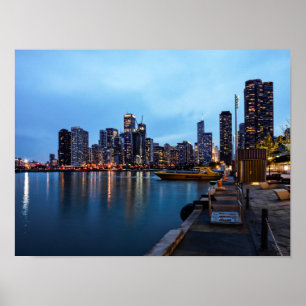 Nachtnacht bij de marine pier poster