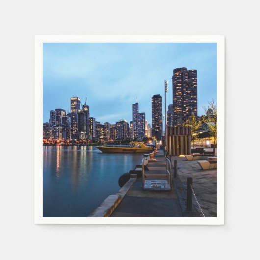 Nachtnacht bij de marine pier servet (Voorkant)