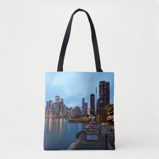 Nachtnacht bij de marine pier tote bag (Voorkant)