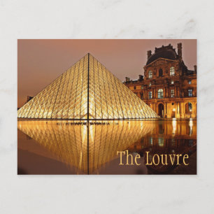Nachtnacht bij het Louvre, Parijs, Frankrijk Briefkaart