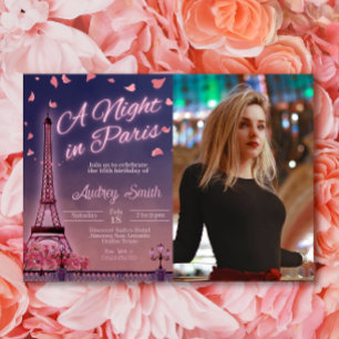 Nachtnacht in Parijs - Birthday met foto Kaart