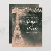Nachtnacht in Parijs Eiffel Tower & Lichten sparen Aankondigingskaart (Voorkant / Achterkant)
