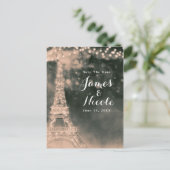 Nachtnacht in Parijs Eiffel Tower & Lichten sparen Aankondigingskaart (Staand voorkant)