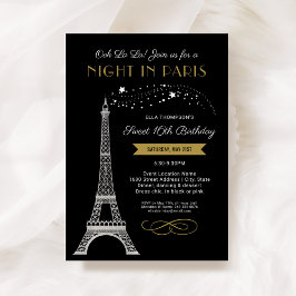 Nachtnacht in Paris Eiffel Tower Gold Sweet 16 ver Kaart