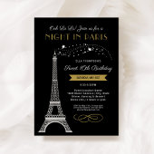 Nachtnacht in Paris Eiffel Tower Gold Sweet 16 ver Kaart