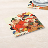 Nachtnacht voor Kerstmis Kartonnen Onderzetters (Schuin)