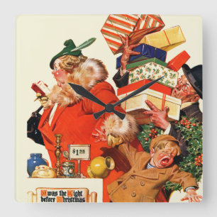 Nachtnacht voor Kerstmis Vierkante Klok