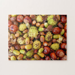 Nachtnoten en conkers legpuzzel