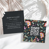 Nachtoase | Floral Pattern QR-code Vierkante Visitekaartje