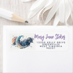 Nachtomtrek RETURN ADDRESS sterry sky maan Etiket