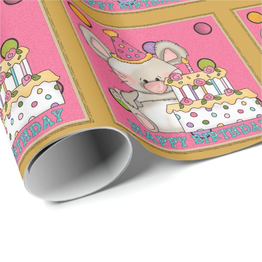 Nachtpapier voor de cartoon van Birthday Mouse Cadeaupapier (Rol Hoek)