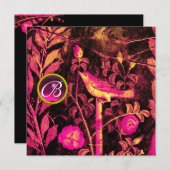 NACHTPIT UITGEVOERD MET ROZEN MONOGRAM, Roze Zwart Kaart (Voorkant / Achterkant)