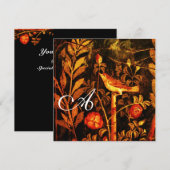 NACHTPITTER MET ROZEN MONOGRAM, Rood Zwart Geel Kaart (Voorkant / Achterkant)