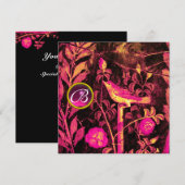 NACHTPITTER MET ROZEN MONOGRAM, Roze Zwart Geel Kaart (Voorkant / Achterkant)