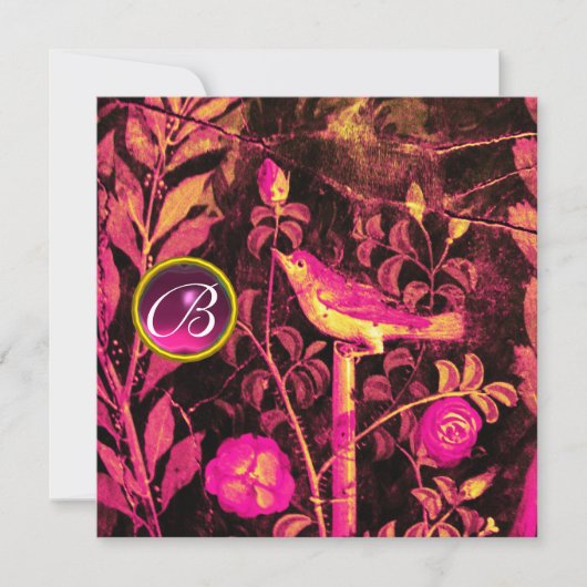 NACHTPITTER MET ROZEN MONOGRAM, Roze Zwart Geel Kaart (Voorkant)