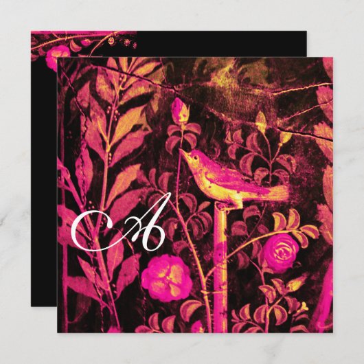 NACHTPITTER MET ROZEN MONOGRAM, Roze Zwart Geel Kaart (Voorkant / Achterkant)