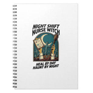 Nachtploeg Verpleegster Heks Retro Halloween T-shi Notitieboek