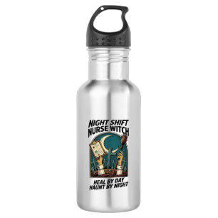 Nachtploeg Verpleegster Heks Retro Halloween T-shi Waterfles