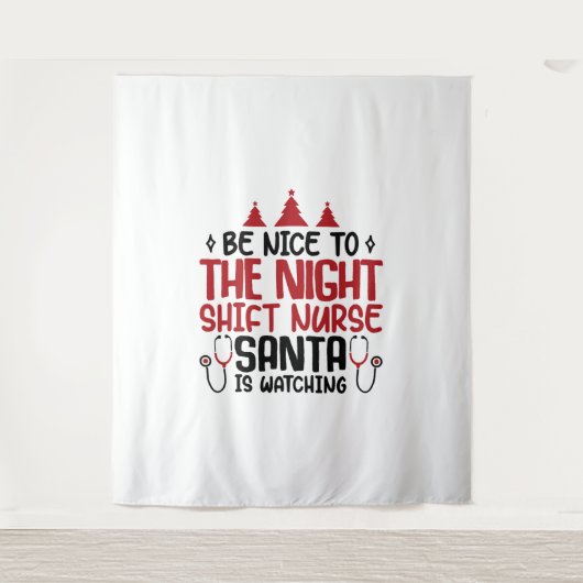 Nachtploeg Verpleegster Santa kijkt Wandkleed (Voorkant)