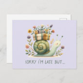 Nachträglich zum Geburtstag- Schnecke mit Geschenk Briefkaart (Voorkant / Achterkant)