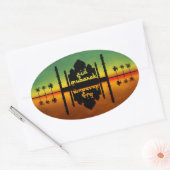 Nachtreflectie in Eid Mubarak Ovale Sticker (Envelop)