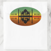 Nachtreflectie in Eid Mubarak Ovale Sticker (Tas)