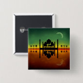 Nachtreflectie in Eid Mubarak Vierkante Button 5,1 Cm (Voorkant /achterkant)
