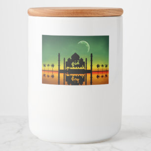 Nachtreflectie in Eid Mubarak Voedselcontainer Etiket