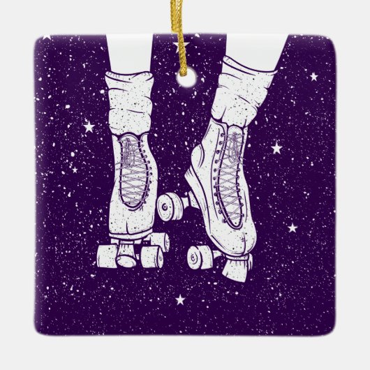 Nachtrolschaatsen Keramisch Ornament (Voorkant)