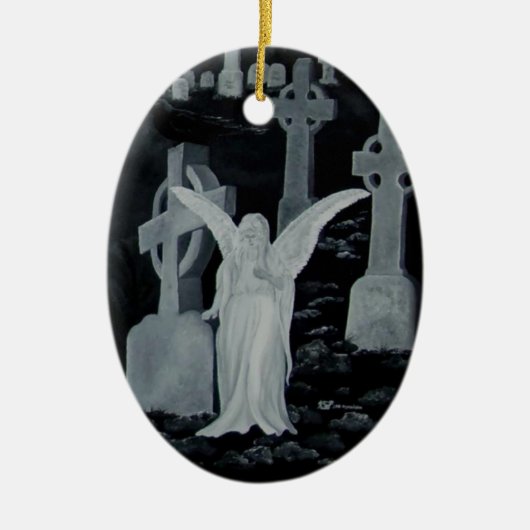 Nachts auf dem Friedhof - Engel Keramisch Ornament (Voorkant)