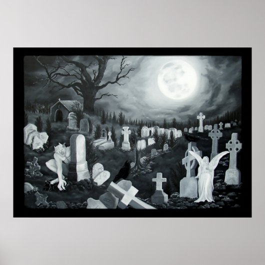 Nachts auf dem Friedhof Engel mit Teufel Poster (Voorkant)