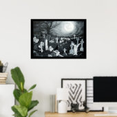 Nachts auf dem Friedhof Engel mit Teufel Poster (Thuiskantoor)