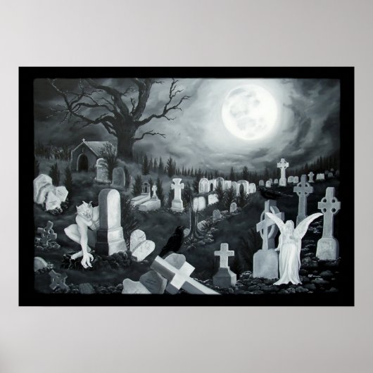 Nachts auf dem Friedhof Engel mit Teufel Poster (Voorkant)