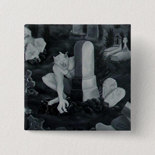 Nachts auf dem Friedhof - Teufel Vierkante Button 5,1 Cm (Voorkant)