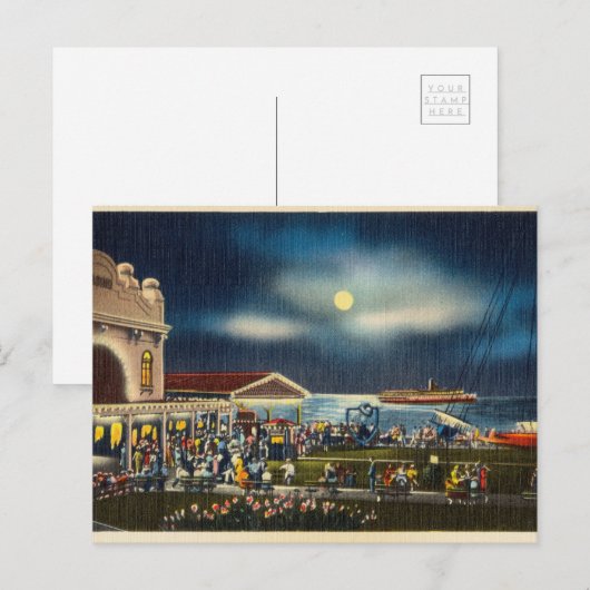 Nachtscène briefkaarten oceaan uitzicht (Voorkant / Achterkant)