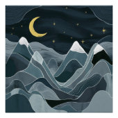 Nachtscène van de bergen Abstract Perfect Poster (Voorkant)