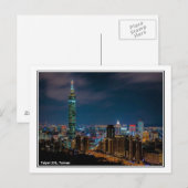 Nachtscène van Taipei 101, Taiwan Briefkaart (Voorkant / Achterkant)